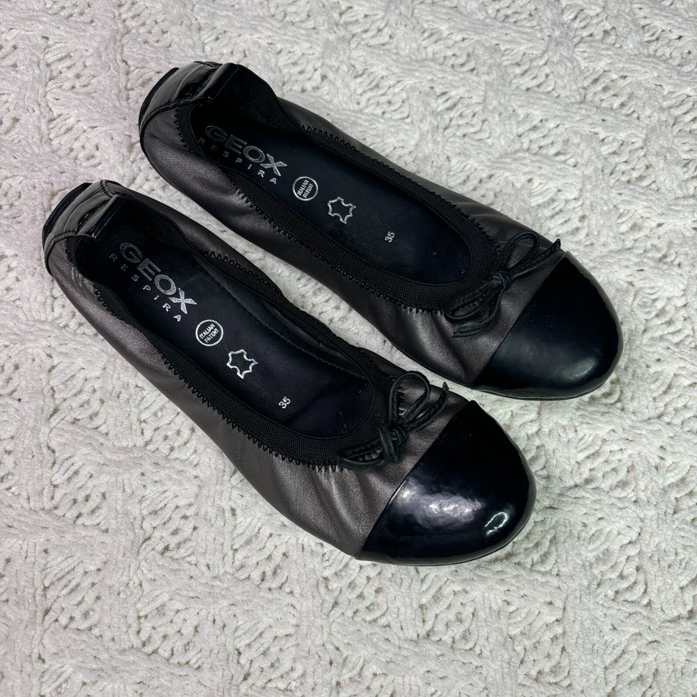 GEOX Ballet Flats NWOT Italian Patent Leather Shoes Women's 35 EU Fits US 6 - Picture 2 of 11